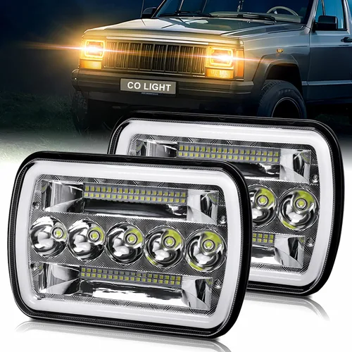 Vista 12 de CO LIGHT 2 faros delanteros LED de 4 x 6, haz sellado alto/bajo aprobado por DOT, señal de giro DRL blanca y ámbar, repuesto H4651 H4652 H4656 H4666