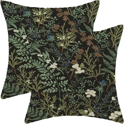 Vista 13 de AEIOAE - Juego de 2 fundas de almohada de margaritas rústicas de 16 x 16 pulgadas, fundas de almohada vintage de libélula de color azul verdoso