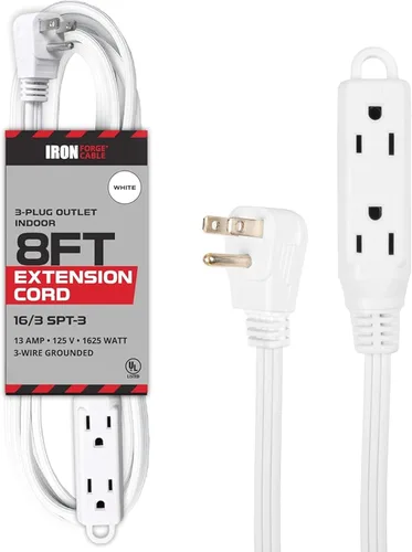 Vista 19 de IRON FORGE CABLE Cable de extensión de enchufe plano con 3 tomas, 0.91 m (3 pies) en color negro - Cable de extensión para interior con 3 tomas