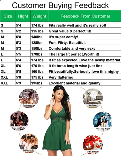 Vista 6 de Avidlove Camisón de noche de encaje modal para mujer, ropa de dormir con cuello en V y lencería sexy