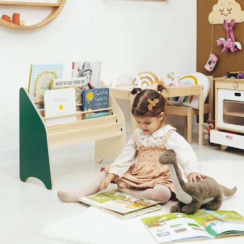 Vista 5 de Montessori - Estantería para niños pequeños, estantería de madera para almacenamiento en la habitación de los niños, sala de juegos, muebles