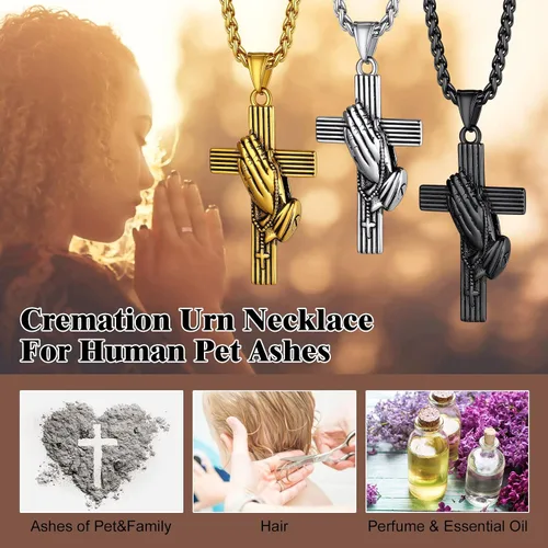Vista 2 de Richsteel Collar de urna para cenizas, joyería de cremación, colgante de recuerdo conmemorativo con cadena