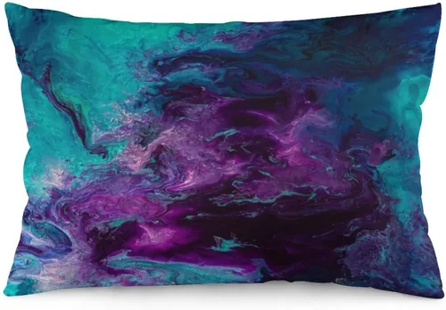 Vista 8 de Funda de almohada de terciopelo nebuloso de galaxia, turquesa, morado, verde azulado, funda de almohada cuadrada, decoración del hogar para cama