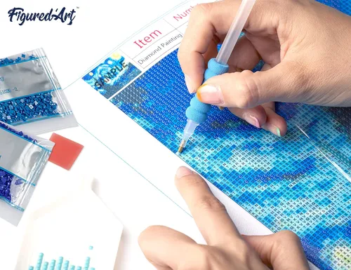 Vista 7 de Figured'Art Kit de arte de pintura de diamantes para adultos de 16 x 20 pulgadas, taladro cuadrado completo 5D en el lago, lienzo enrollado