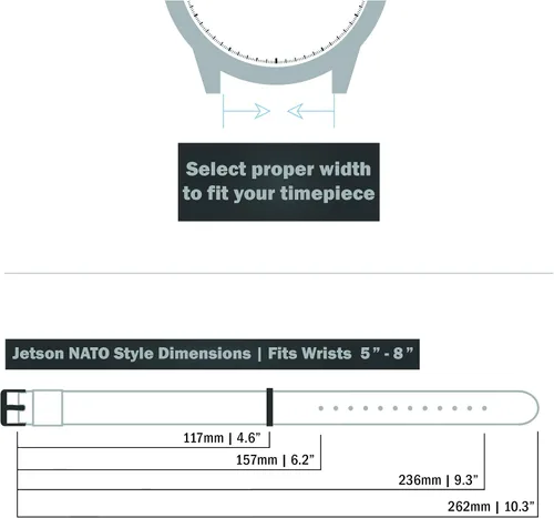 Vista 6 de BARTON Elite NATO® Style Correa de reloj - 18mm, 20mm, 22mm o 24mm - Correas de reloj de nailon de cinturón de seguridad