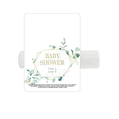 Vista 8 de Bálsamo labial para baby shower, bálsamo labial personalizado, baby shower neutro, baby shower con temática geométrica, baby shower para niño, baby