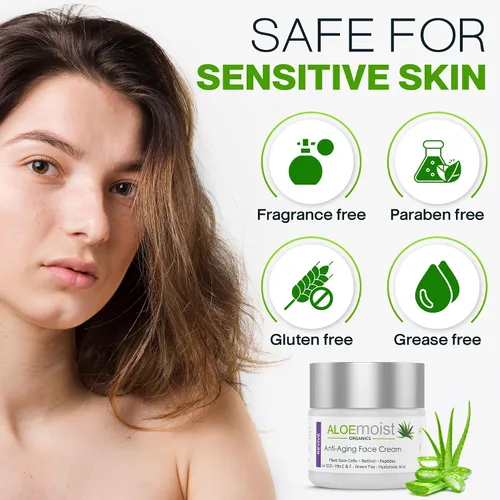 Vista 5 de Crema avanzada de retinol para la cara: Aloemoist Revive Crema facial antienvejecimiento para mujeres y hombres Retinoide tópico Reparación
