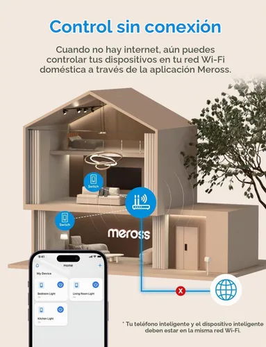Vista 7 de meross - Interruptor de luz inteligente compatible con Apple HomeKit, Siri, Alexa, Google Assistant y SmartThings, interruptor de luz Wi-Fi de 2.4