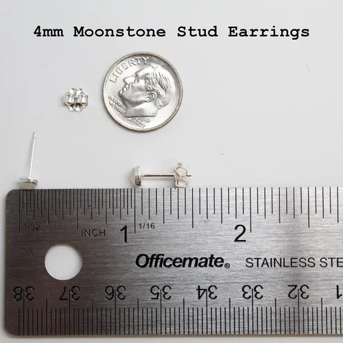 Vista 68 de Aretes de tuerca con piedras preciosas para mujeres y niñas, bisel redondo de 0.157 in de plata esterlina 925