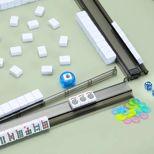 Vista 7 de Mahjong - Soporte y empujador de fichas todo en uno, combo de soporte y empujador de Mahjong de acrílico transparente, soportes modernos de fichas