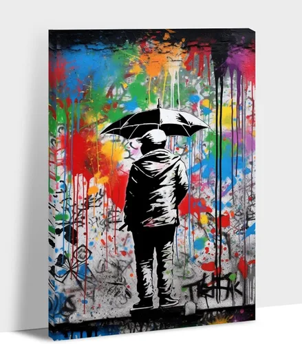 Vista 30 de ANRUOXI Arte de Pared de Graffiti, Impresión de Lienzo de Astronauta Espacial de Graffiti para Decoración de Pared, Impresiones de Arte Modernas