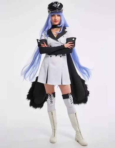 Vista 2 de Miccostumes Disfraz de uniforme de anime para mujer disfraz de cosplay con accesorio para el cuello cinturón gorro medias