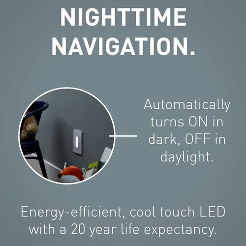 Vista 6 de Legrand NTLFULLWPW - Toma de luz nocturna LED radiante ajustable con placa de pared sin tornillos, luz nocturna para escaleras, luz de corte