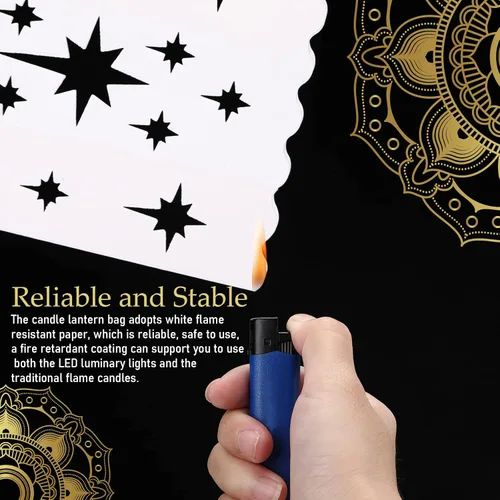 Vista 6 de Sabary Juego de 50 bolsas luminarias con velas de té sin llama, luminarias de Navidad, farol LED, bolsas para velas para cumpleaños, bodas