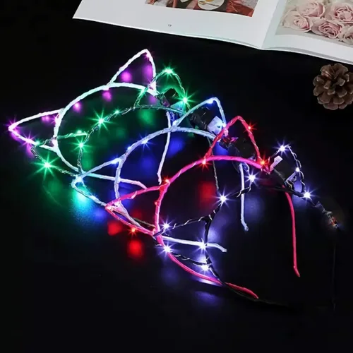 Vista 3 de Recuerdos de fiesta para niños y adultos, diadema de flores LED, suministros de fiesta brillantes, accesorios para el cabello iluminados para niños