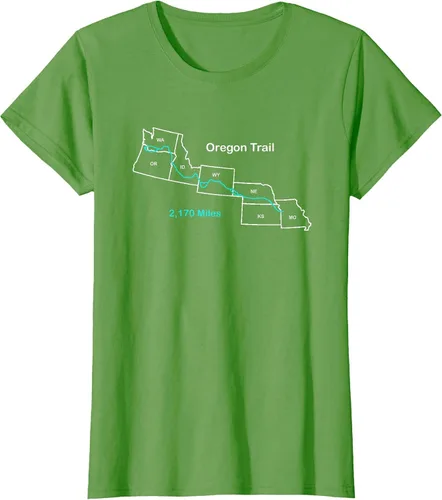 Vista 55 de Route Map of The Oregon National Historic Trail T-Shirt Asphalt Grey