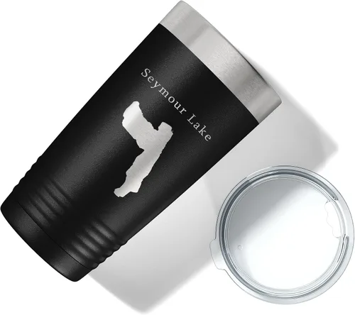 Vista 5 de Seymour Lake Map Tumbler Travel Mug Insulated Laser Engraved Coffee Cup Vermont 20 oz Black