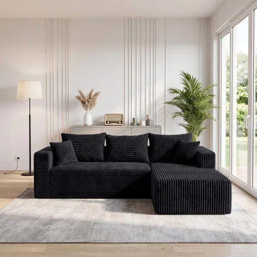 Vista 30 de Sofá modular deshuesado de 118 pulgadas con diván y otomano de pana de gran tamaño en forma de U, sofá de nube para asiento profundo para sala