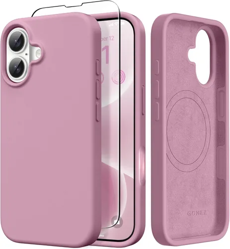 Vista 93 de GONEZ Funda magnética para iPhone 14, compatible con Magsafe, con protector de pantalla + protector de cámara, forro de microfibra antiarañazos