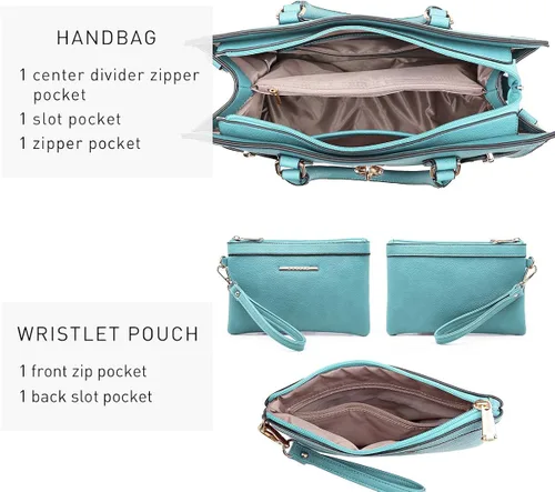 Vista 4 de Bolso de mano de avestruz para mujer bolso de hombro con asa superior juego de 2 piezas