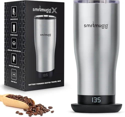 Vista 11 de SMRTMUGG X Taza de café calentada de 19 oz., duración de batería de 8 horas, autocalentamiento, temperatura controlada ajustable, pantalla LCD