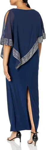 Vista 2 de S.L. Fashions Vestido largo con capa para mujer, Metálico