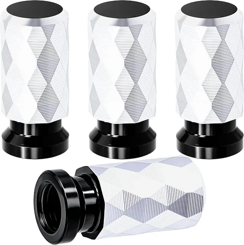 Vista 41 de 4 piezas de tapas de vástago de válvula de neumático de automóvil, tapas de válvula de aire de neumático a prueba de fugas de aleación de aluminio