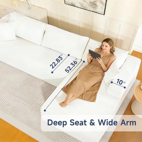 Vista 5 de Sofá modular Cloud 2026 de 108 pulgadas, sofá modular con asiento profundo, sofá modular con diván en forma de L, sofás modernos para sala de estar