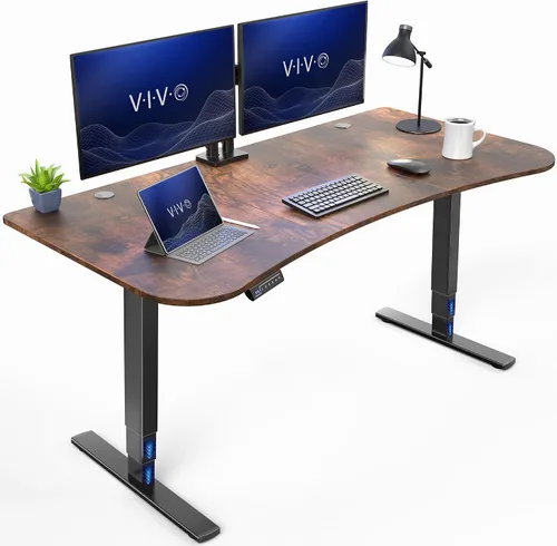 Vista 20 de VIVO - Escritorio eléctrico de pie de 71 x 30 pulgadas con marco de bambú real, ajuste de pantalla táctil, soporte de marco de 176 lb, serie 2E