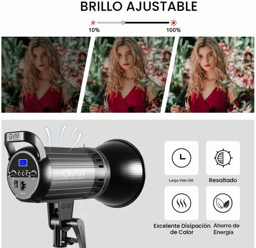 Vista 2 de GVM Great Video Maker Luz de video LED bicolor de 100 W con soporte Bowens, control de aplicación, caja de luz de linterna, regulable 3200K-5600K