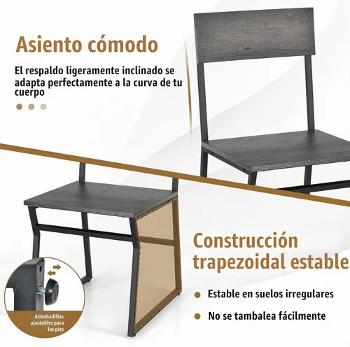 Vista 5 de Giantex Juego de mesa de comedor para 4, mesa de cocina rectangular de 47 pulgadas de largo x 28 pulgadas de ancho con 4 sillas trapezoidales, marco