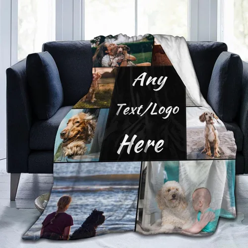 Vista 21 de Manta de cama personalizada con texto de fotos, mantas personalizadas con collage de fotos, mantas personalizadas para regalo de cumpleaños 1 Foto