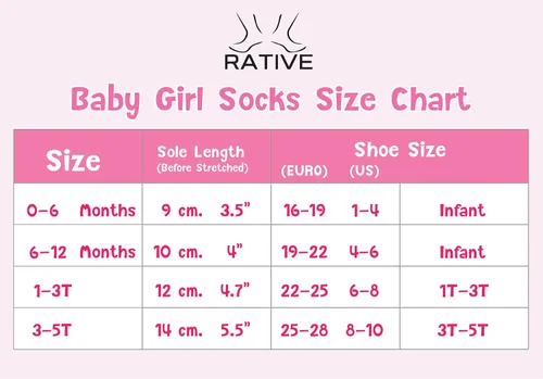 Vista 2 de RATIVE Non Skid Anti Slip Cotton Dress Crew Socks With Grips For Baby Infant Toddler Kids Girls