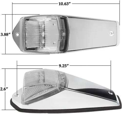 Vista 8 de Partsam 10 luces LED ámbar de cabina de 31 luces LED para techo superior con base cromada compatible con Peterbilt/Freightliner/Western