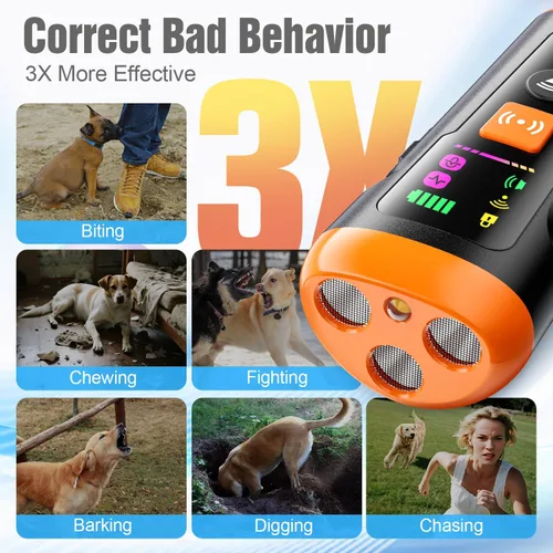 Vista 3 de Dispositivos Disuasorios de Ladridos de Perros, 3X Dispositivo Anti-Ladridos para Perros Entrenamiento Ultrasónico de Perros, Hasta 50 Pies Control