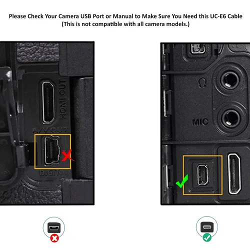 Vista 2 de Cable de carga de transferencia de imágenes USB con conector USB-C UC-E6 UC-E16 UC-E17 para cámaras Nikon Coolpix/DSLR seleccionadas para PC, iPhone