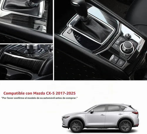 Vista 2 de 2 piezas para Mazda CX5 Accesorios 2024 2023 2022 2021 2020 2019 2018 2017 Cubierta de consola central de coche, panel de engranajes, cubierta