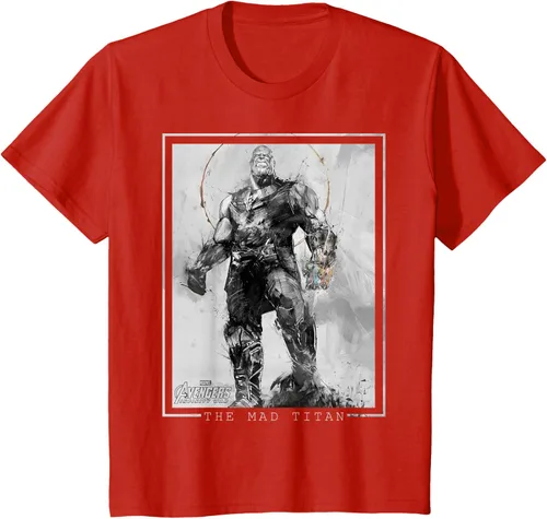 Vista 3 de Marvel Avengers Infinity War Thanos Sketch Graphic Camiseta Negro