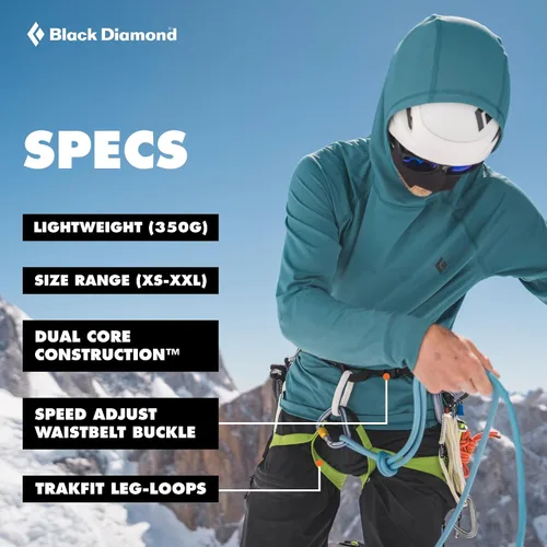 Vista 6 de BLACK DIAMOND Men's Momentum Rock Climbing Harness, Adjustable Loops Moonstone