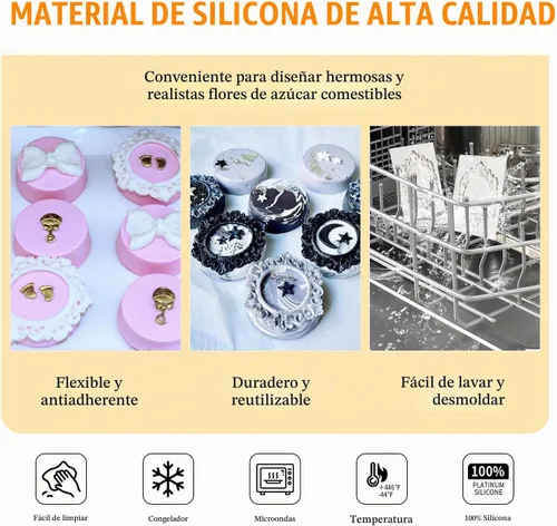 Vista 3 de Molde de silicona de marco pequeño, herramientas de decoración de pasteles Sugarcraft, moldes de pasta de fondant, 2 uds