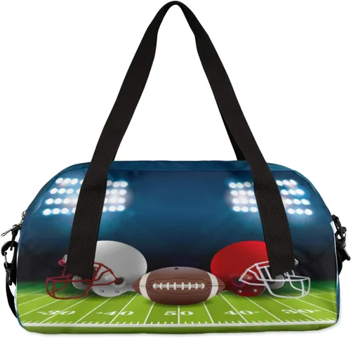 Vista 4 de Bolsas de lona para niños y niñas, adolescentes, bolsa de gimnasio deportiva para fines de semana, viajes, gimnasia, baile, ballet, casco de fútbol