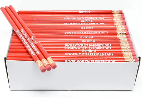 Vista 25 de Pencil Guy Lápices redondos impresos personalizados promocionales.-500 por caja Rosado