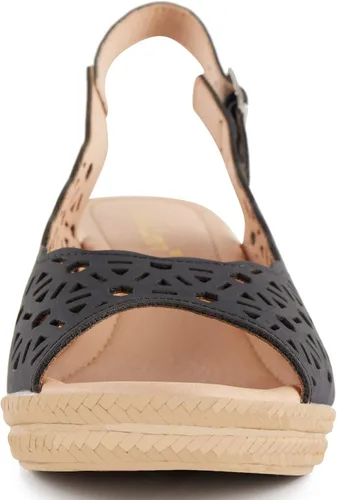 Vista 2 de Alexis Leroy tacón de cuña recortado Vamp Peep Toe Slingback sandalias de mujer