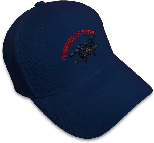 Vista 8 de Gorra de béisbol I'd Rather Be Flying Biplane Embroidery Cars & Transportation Negro