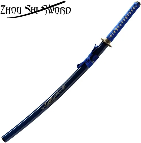 Vista 7 de Samurai Katana Warrior Sharp Sword 1060 Acero de alto carbono Espiga completa Forja de mano japonesa vaina