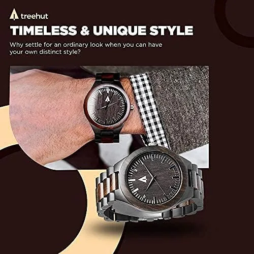 Vista 4 de Treehut - Reloj de pulsera analógico de cuarzo para hombre de acero inoxidable plateado de alta calidad
