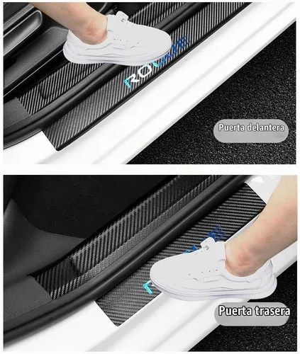 Vista 7 de LEXLEY Protector de umbral de puerta de cuero estilo fibra de carbono para Nissan Rogue 2014-2026 Rogue Sport 2017-2022, protector de umbral de Azul