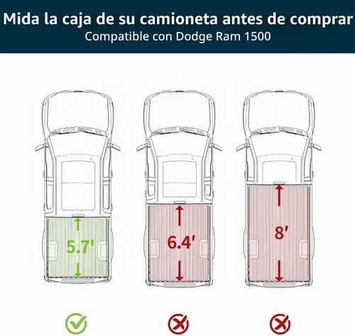 Vista 2 de OEDRO Cubierta rígida de cuádruple plegable para Dodge Ram 1500 2009-2018, para Ram 1500 Classic 2019-2024 con caja de 5.7 pies sin Rambox