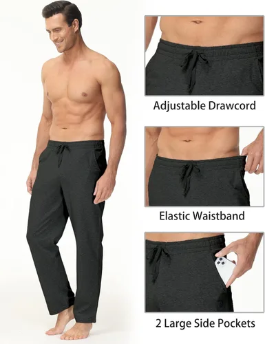 Vista 4 de HARTPOR Pantalones deportivos para hombre, pantalones deportivos de yoga, casuales, holgados, con bolsillos, pierna recta