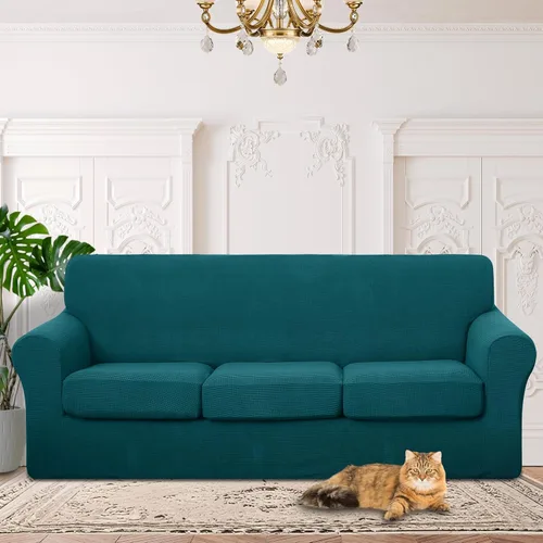Vista 71 de 2 fundas elásticas para sillas de 1 cojín, protector de muebles, fundas de sofá, lavables, aptas para mascotas, funda antideslizante con parte